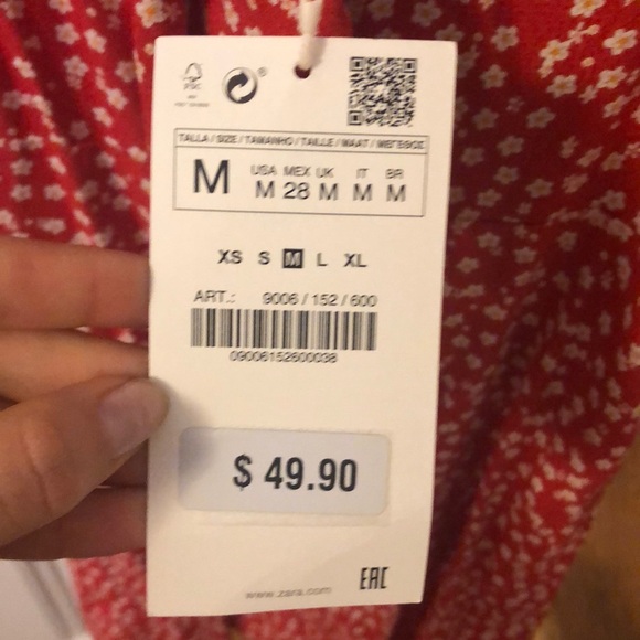 Zara red floral dress size M NWT - Picture 4 of 4